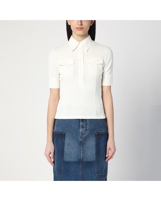 Polo color latte in cotone di Chloé in White