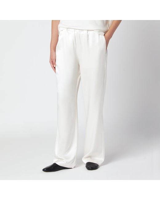 Rohe White Cream Silk Wide-Leg Trousers