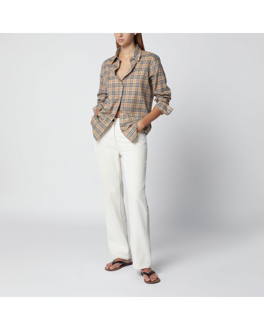 Burberry Brown Cotton Shirt With Check Pattern