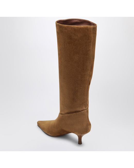 Paris Texas Brown Knee-High Cognac Goat Suede Boots