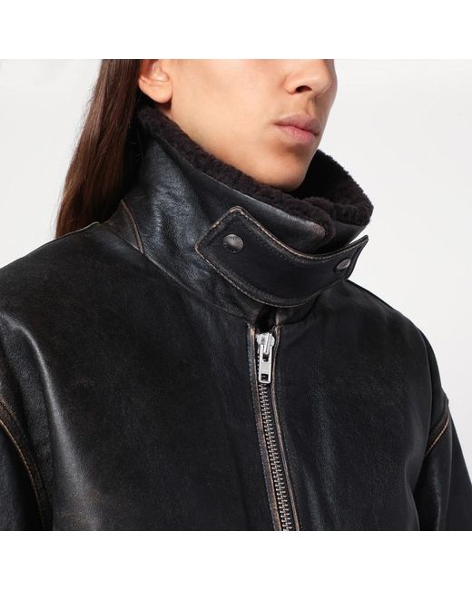 DUNST Black Vintage-Effect Bomber Jacket
