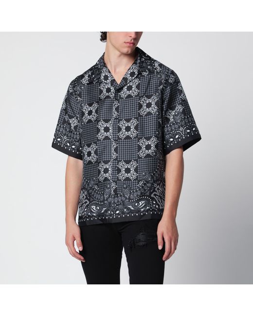 Amiri Black Ma Check Camp Checked Silk Camp Shirt for men