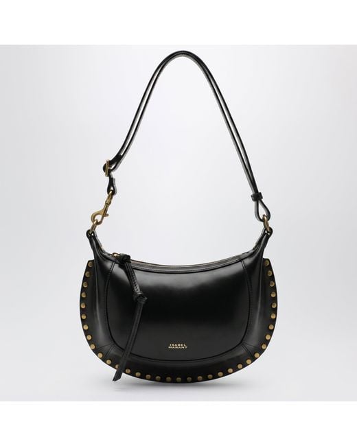 Isabel Marant Black Oskan Moon Studded Calfskin Leather Bag