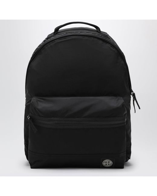 Stone Island Black Nylon Backpack With Logo Patch for men