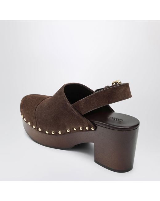 Chloé Brown Jeannette Wedge Clogs