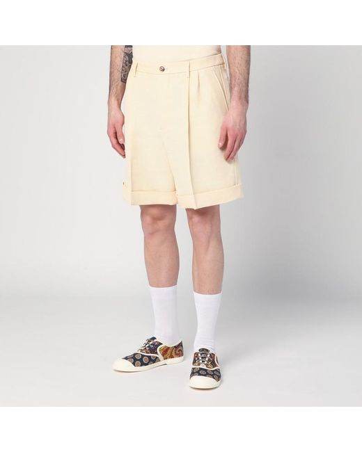 Valentino Natural Butter-Coloured Bermuda Shorts With Turn-Ups for men