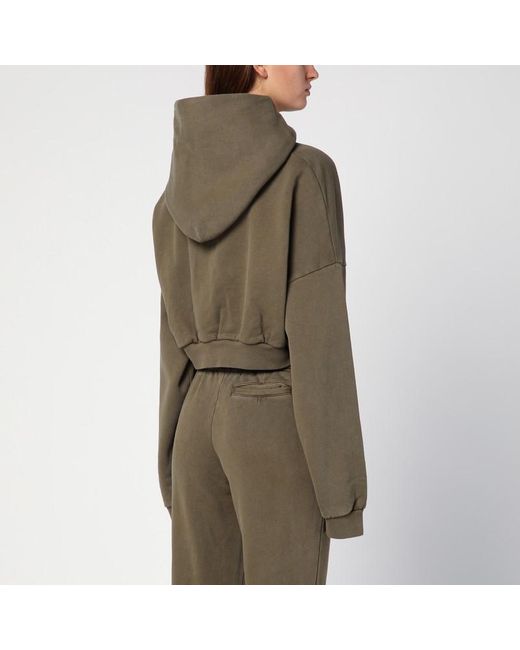Felpa cropped militare in cotone organico di Entire studios in Green