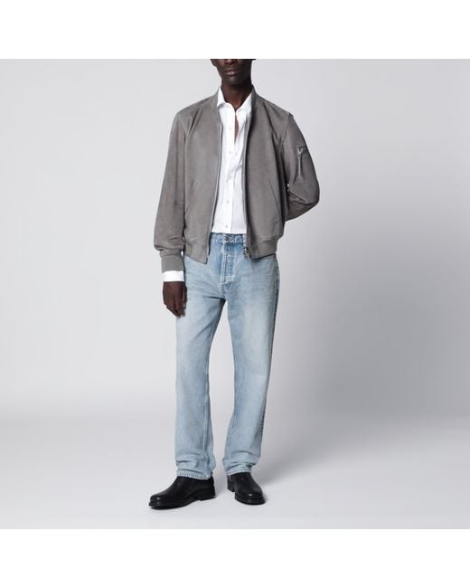 Tom Ford Gray Titanium Suede Bomber Jacket for men