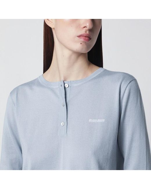 Miu Miu Blue Rundhalspullover Aus Kaschmir