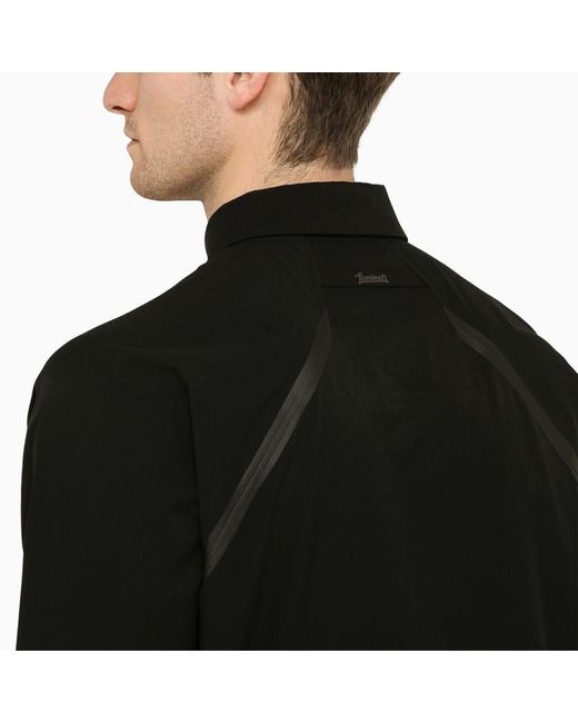 Camicia nera con zip in tessuto tecnico di Herno in Black da Uomo