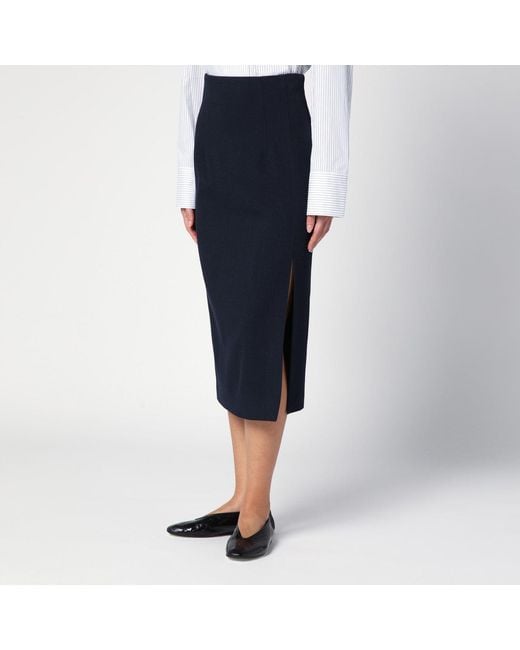 Margaux Lonnberg Navy Blue Wool-blend Marlo Skirt