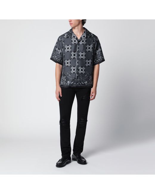 Amiri Black Ma Check Camp Checked Silk Camp Shirt for men