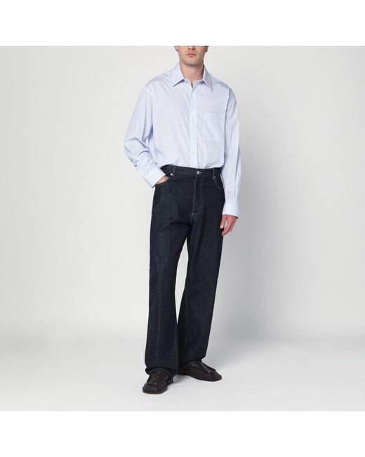 Bottega Veneta White Striped Cotton Poplin Shirt for men