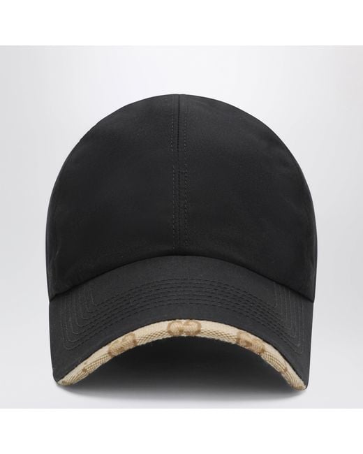 Gucci Black Cotton Baseball Cap With Gg Trim for men