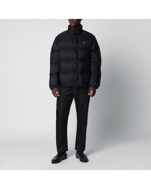 Prada Black Convertible Re-Nylon Down Jacket for men