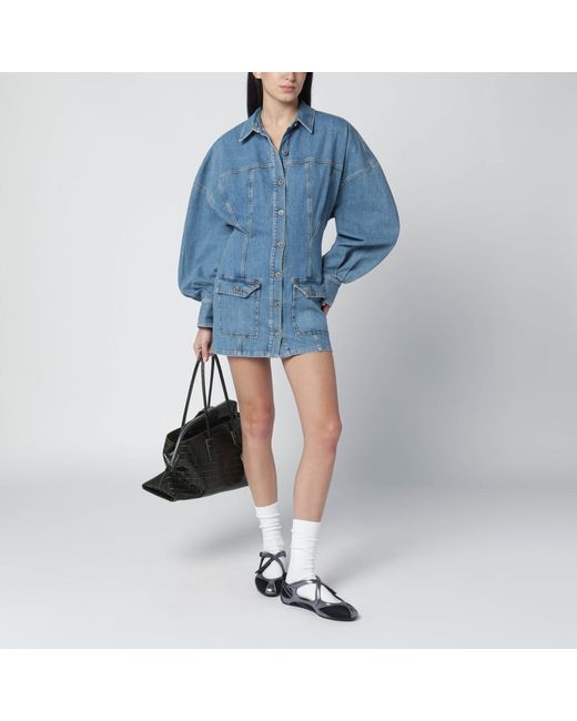 The Attico Blue Light Denim Mini Dress
