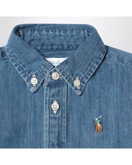 Polo Ralph Lauren Blue Blaues Button-Down-Jeanshemd Aus Denim