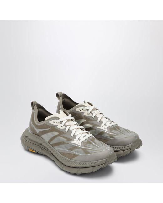 Hoka One One Gray Mafate Speed 4 Lite Sneakers Light Roast/Oatmilk for men