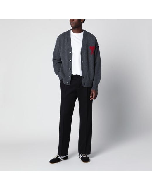 AMI Blue Ami De Coeur Wool Cardigan for men