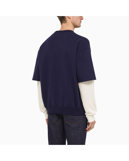 Gucci Blue/white Cotton Sweatshirt With Logo for men