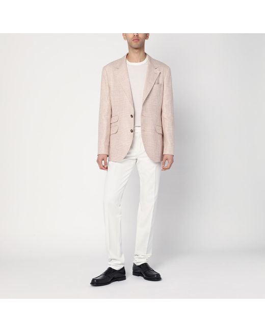 Brunello Cucinelli Natural Papaya-colored Prince Of Wales Jacket for men