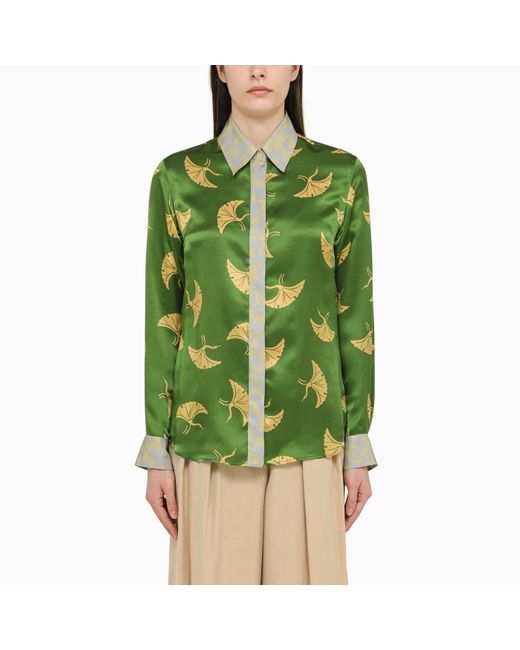 Dries Van Noten Green Shirt With Silk Print