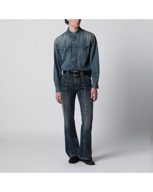 Versace Blue Vintage Denim Shirt for men