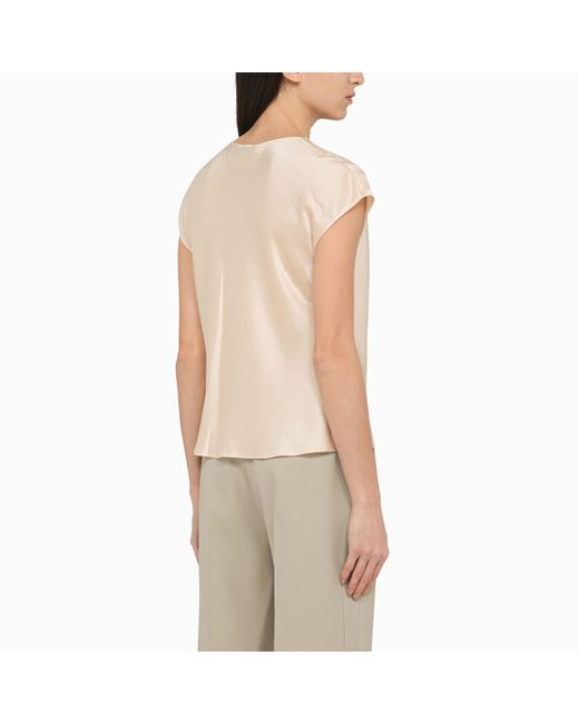 Vince Natural Champagne Coloured Silk Blouse