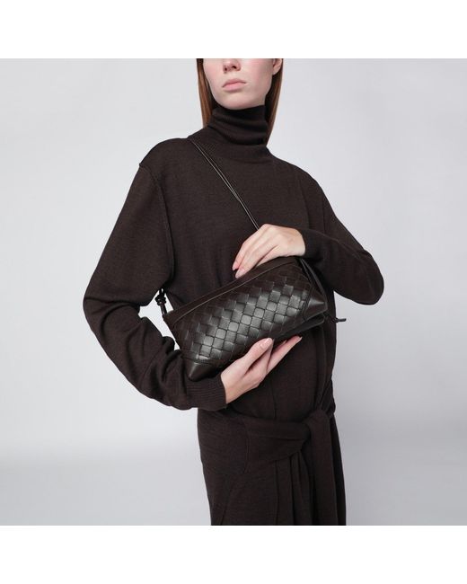 Bottega Veneta Black Double Patch Fondant Leather And Intrecciato Bag