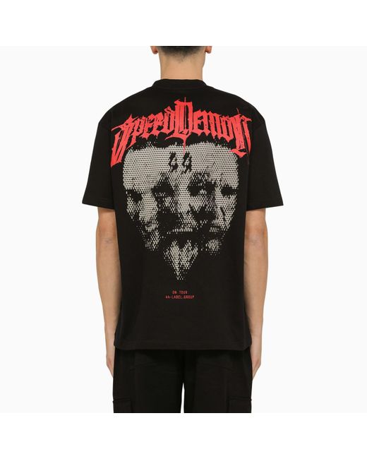 44 Label Group Black Speed Demon Print Crew-neck T-shirt for men