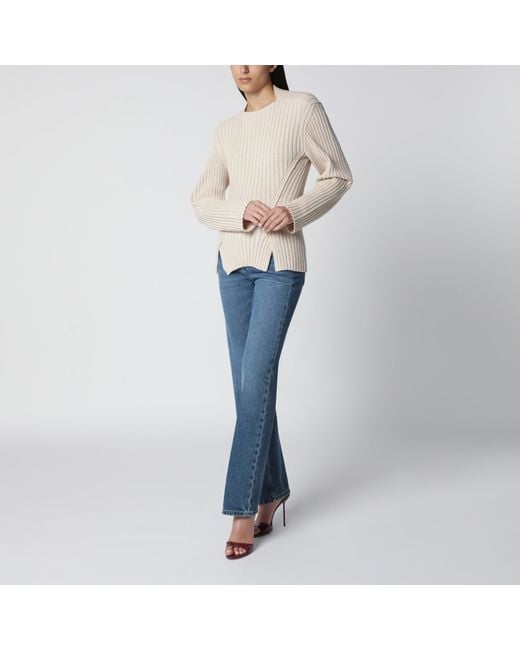 Victoria Beckham Natural Ribbed Sweater
