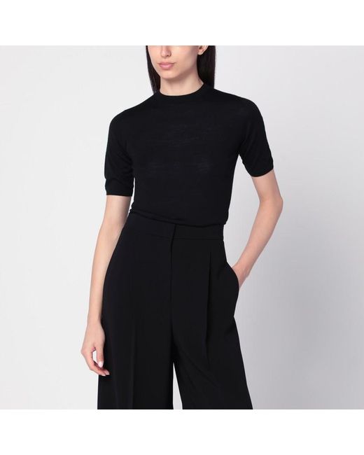 Maglia girocollo nera in lana di Max Mara in Black