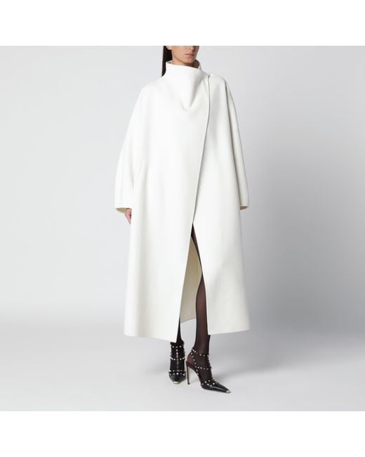 Frankie Shop White Leroy Wool Blend High-Neck Coat