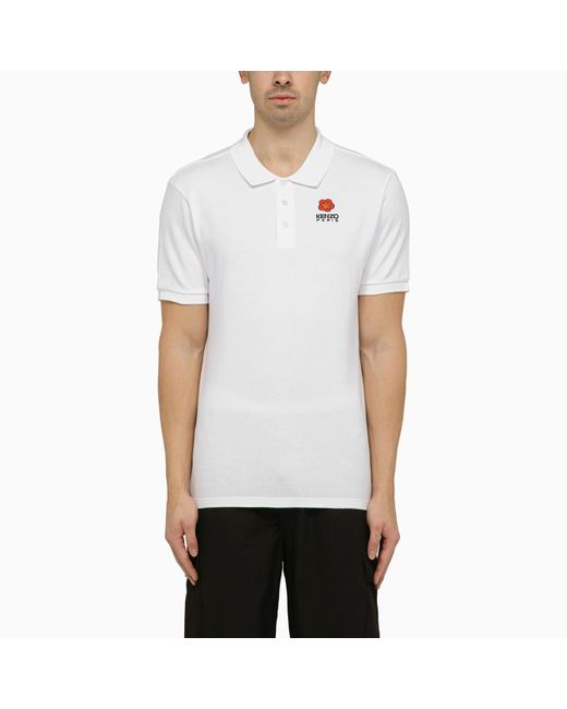 KENZO White Short Sleeved Polo Shirt With Logo for men