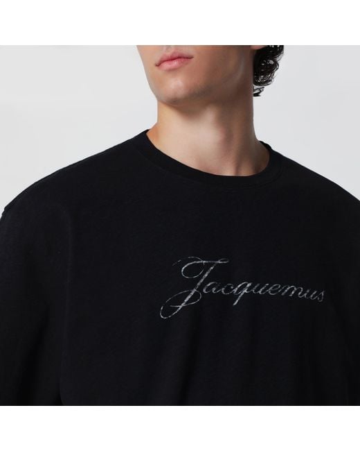 Jacquemus Black Cotton-Blend Logo T-Shirt for men