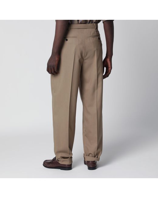Saint Laurent Brown High-Waisted Tailored Trousers With Belt for men