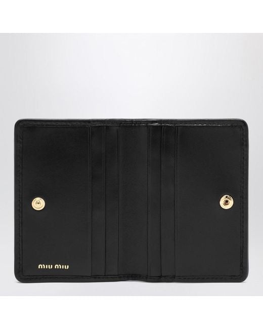 Miu Miu Black Kartenhalter Schwarz Aus Gestepptem Nappaleder