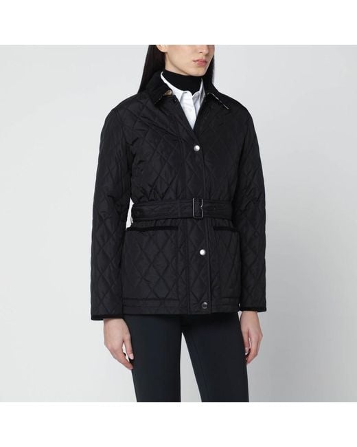 Veste Matelassée Noire Avec Ceinture Burberry en coloris Black