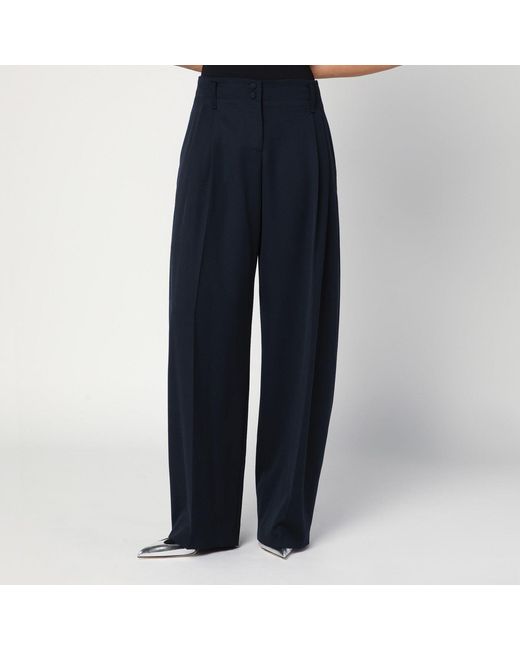 McQueen Blue Wide Wool Trousers