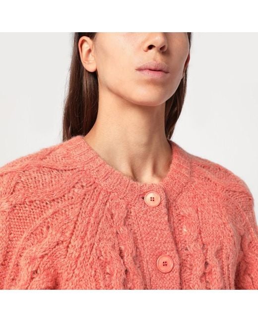 Isabel Marant Red Rust Yara Openwork Knit Cardigan