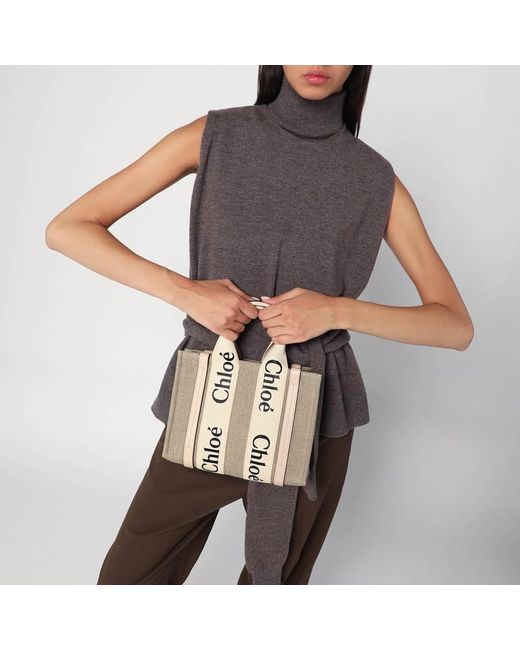 Sac Petit Woody En Toile Chloé en coloris Natural