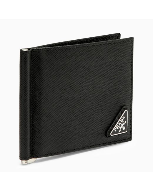 Prada Black Leather Billfold Wallet for men