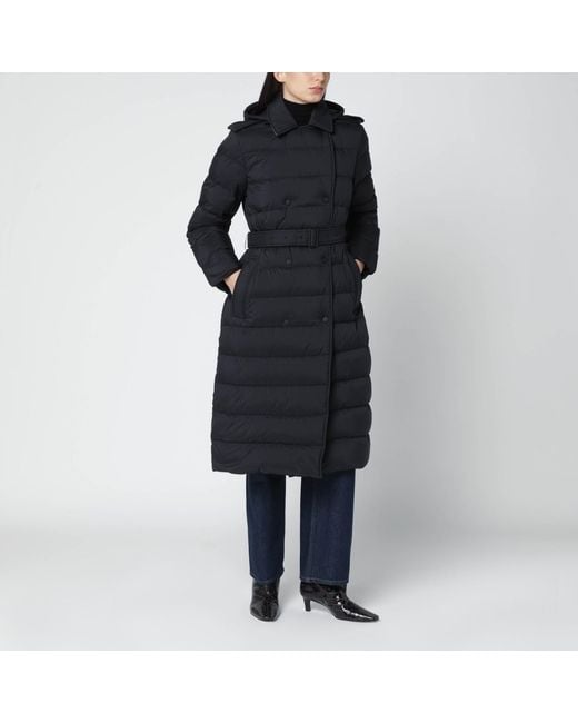 Burberry Black Double-Breasted Padded Coat With Belt