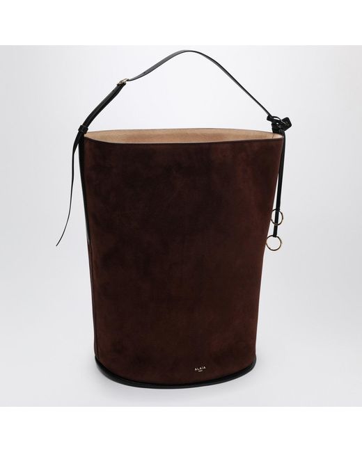 Alaïa Brown Hip Large Suede Bucket Bag