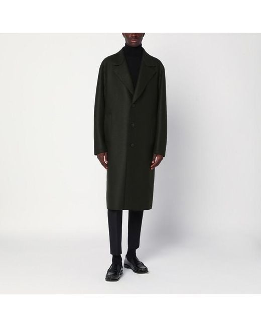 Cappotto monopetto color kaki in lana di Harris Wharf London in Black da Uomo