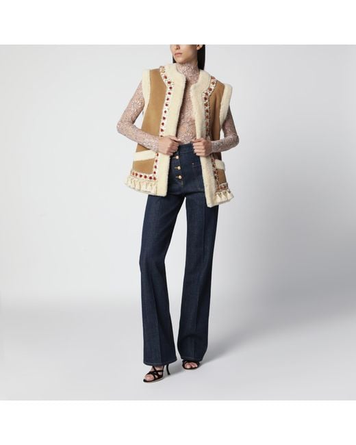 Valentino Blue Cotton Denim Pants With Logo Buttons, Medium