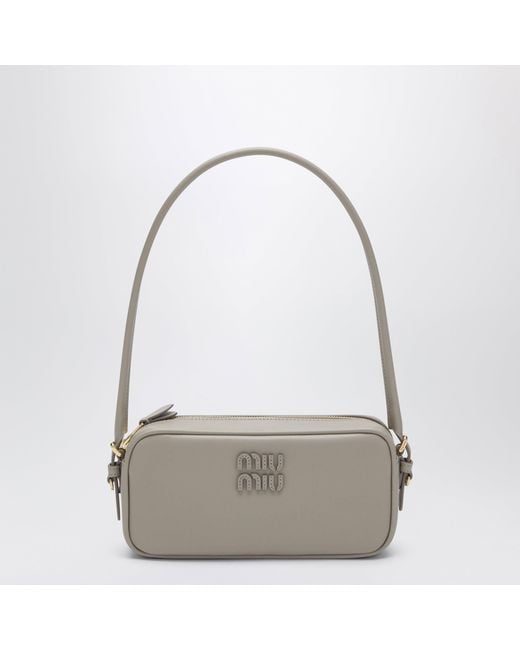 Miu Miu Gray Pumice Leather Pouch