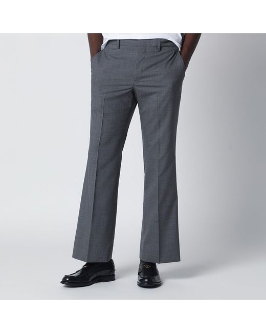 Prada Blue Flared Wool Trousers for men