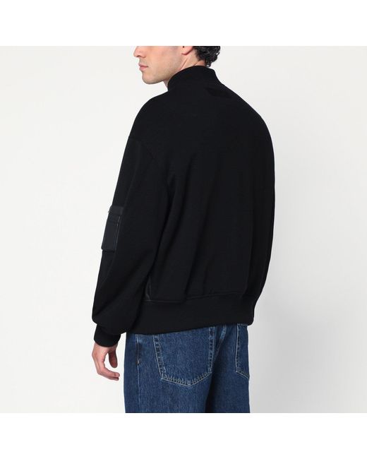 Givenchy Black Leather Bomber Jacket With Wool Sleeves for men