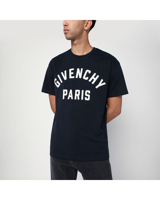 Givenchy Men's Blue Short-Sleeved T-Shirt With Logo